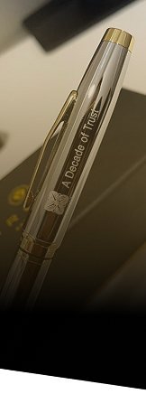 Engraved Parker pen close-up